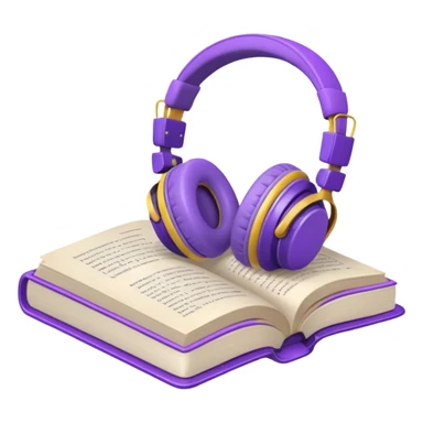 purple open storybook with purple headphones laying on it sticker