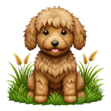 Black golden doodle that played in the grass  sticker