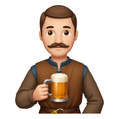 Medieval Man with a moustach in a tavern sticker