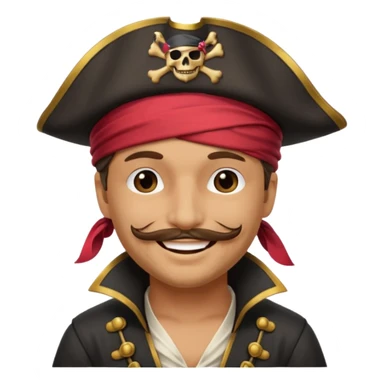smiling pirate captain blindfolded wearing pirate hat sticker