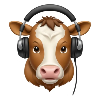 buff cow wearing black headphones sticker