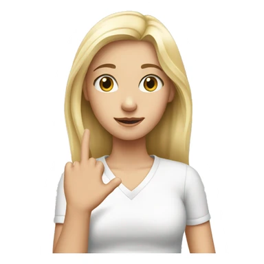 a white blonde girl putting her hand on her chest sticker