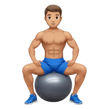 fit man with blue shorts stability ball exercises sticker