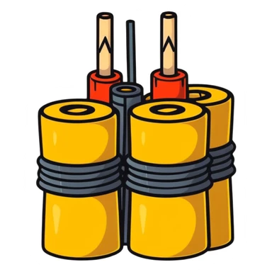 stack of dynamite sticks with fuse sticker