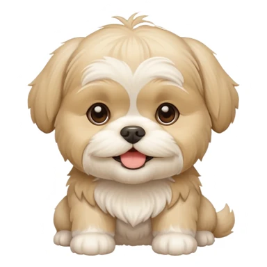 generame la imagen de un perrito raza chitzu de color cremita, totalmente cremita sin esos colores marron oscuro en su cara, hazla un poco sonriente sticker