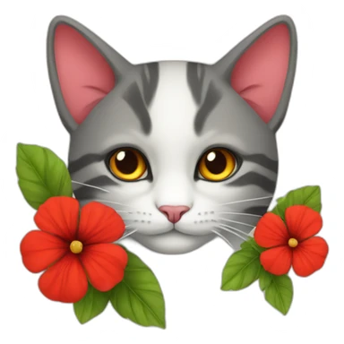 cat with red amapola sticker