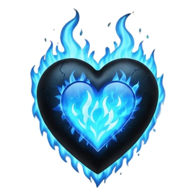 Black heart with blue fire film sticker