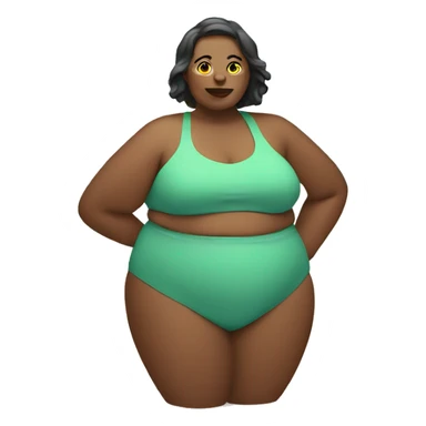 fat woman on beach sticker
