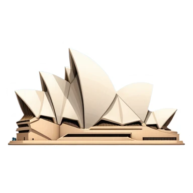 Cinematic Realistic Sydney Opera House Landmark Emoji, depicted with its iconic sail‚Äêlike design set against a clear blue sky, rendered with crisp architectural detail and dynamic lighting. sticker