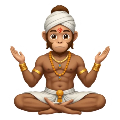 Hanuman ji monkey face hunk build body having mukut and dhoti and should be seated in pease to pray Ramji sticker