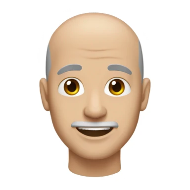 White man bald, black and gray bard, brown eyes and happy face, black tshirt sticker