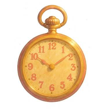 golden pocket watch with pink accents, dreamy lighting, nostalgic and magical sticker