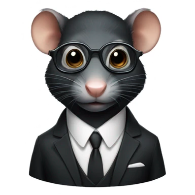 Serious black rat wearing suit and glasses sticker