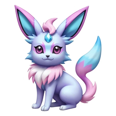 Futuristic Fluffy Celestial Glaceon-Espeon-Sylveon-Umbreon-hybrid, full bod sticker