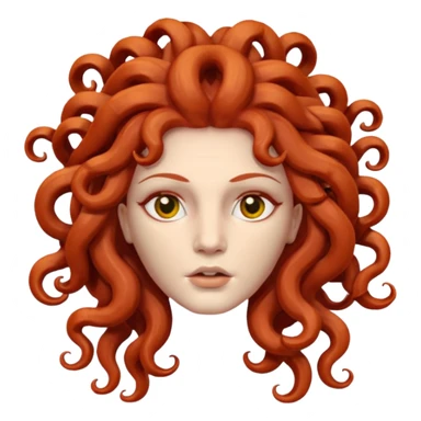 statue head medusa red hair clay sticker
