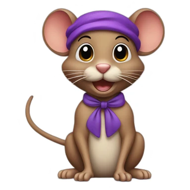 brown jerry mouse cartoon with purple bow hairband sticker