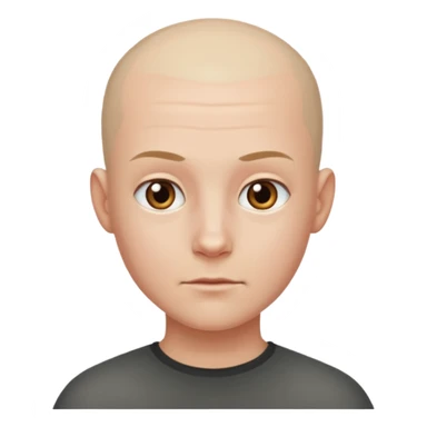 white person with a shaved head, neutral expression sticker
