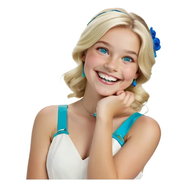 blonde smiling girl in white portrait blue eyes sticker