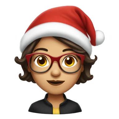 Brunette Girl with glasses dressed like Kris Kringle sticker