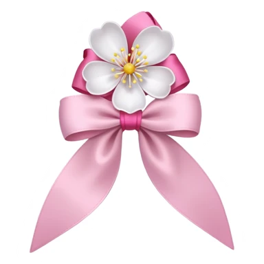 white sakura flower with a pink bow sticker