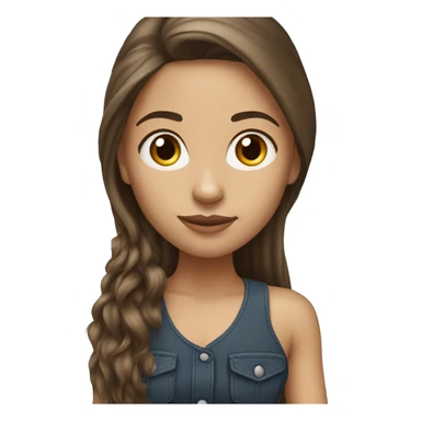 Realistic Brunette long hair light skin girl with yorkie sticker