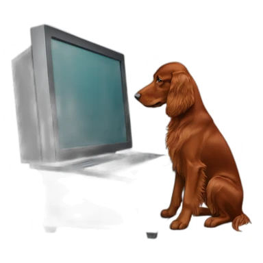 irish setter working on computer sticker