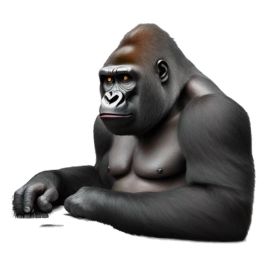 Gorilla typing a thesis sticker