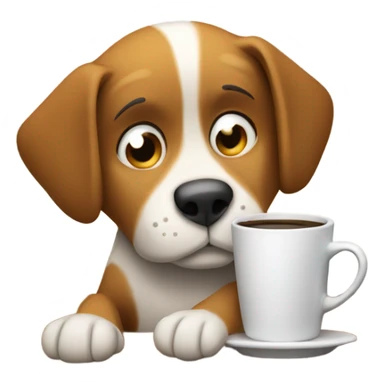Tired dog drinking coffee  sticker