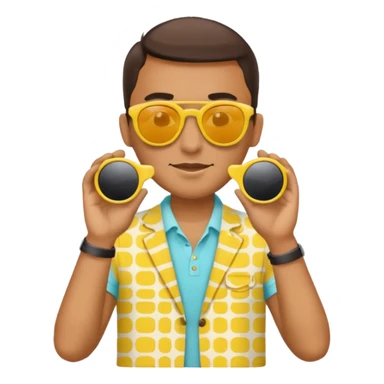 fotographer with yellow patterned summer clothes and sun glasses sticker
