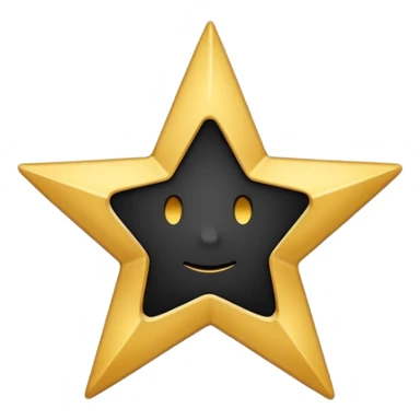 Create a high-quality emoji icon with a black circular background, a white five-pointed star in the center, and a thin golden outline around the circle. The design should be minimalistic, modern, and in emoji style, suitable for use in messaging apps. sticker