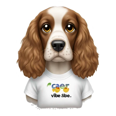 spaniel in a t-shirt with the inscription "clear vibe" sticker