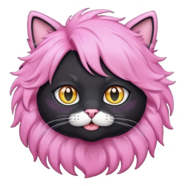 Black cat wearing a male pink hair wig sticker