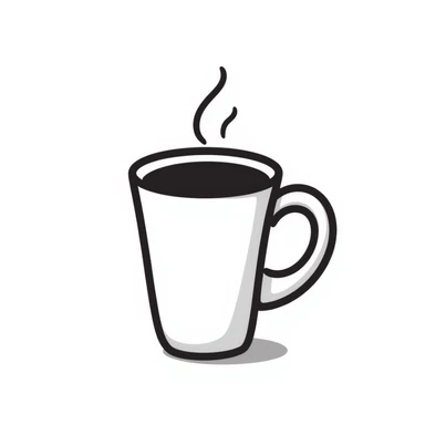 a hand drawn doodle of a coffee sticker