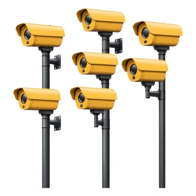 5 CCTV cameras on a pole all in black  sticker