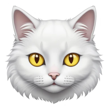 White cat with yellow eyes and a little grey fear at its head sticker