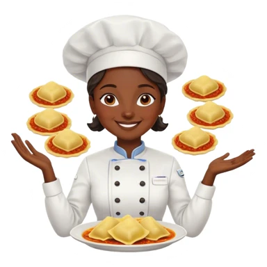 dark skin female chef surrounded by ravioli sticker