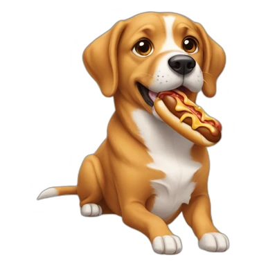 Dog eating a hotdog sticker