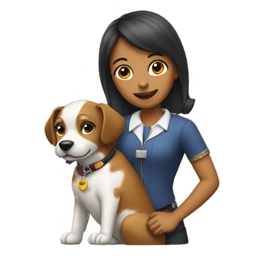 A girl with a dog and an aeroplane sticker