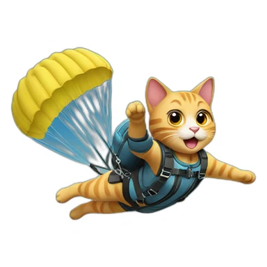 Cat doing sky diving with beautiful background sticker