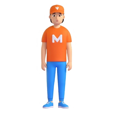 blue tee shirt with a small white logo on chest sticker