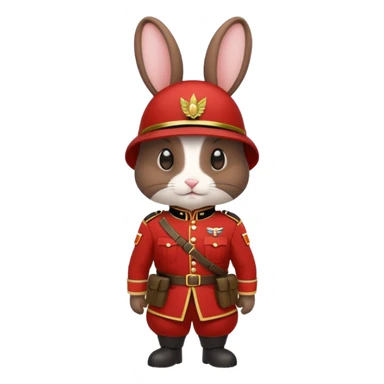 dark brown rabbit with soldier costume sticker