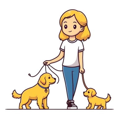 blonde girl with golden retriever dog sticker