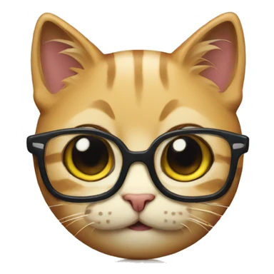cat emoji with nerd glasses and teeth sticker