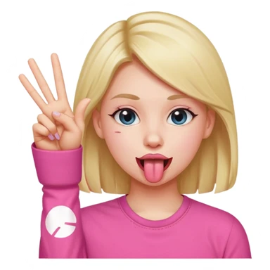make a girl who is sticking her tounge out with two peace signs sticker