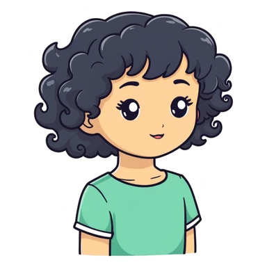Girl with Curly black hair sticker
