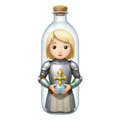 Jeanne d’arc en armure médiévale en enfermée dans un biberon  sticker