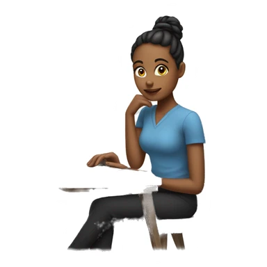 beautiful girl sitting on a chair and working on a laptop sticker