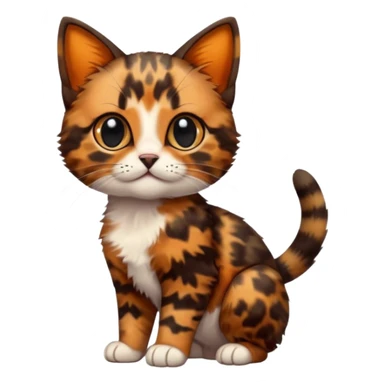 A high-resolution photo-realistic digital illustration of a brown multicoloured  tortoiseshell cat kitten, chest upward (no white) sticker