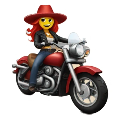 Sombrero girl with red hair in leather on a motorcycle sticker