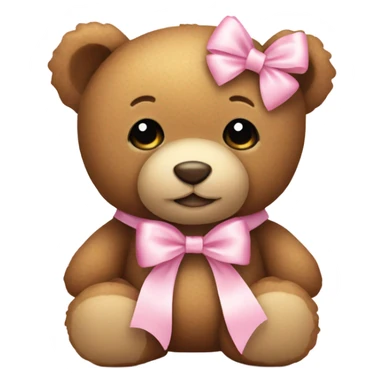 teddy bear with pastel pink bow sticker